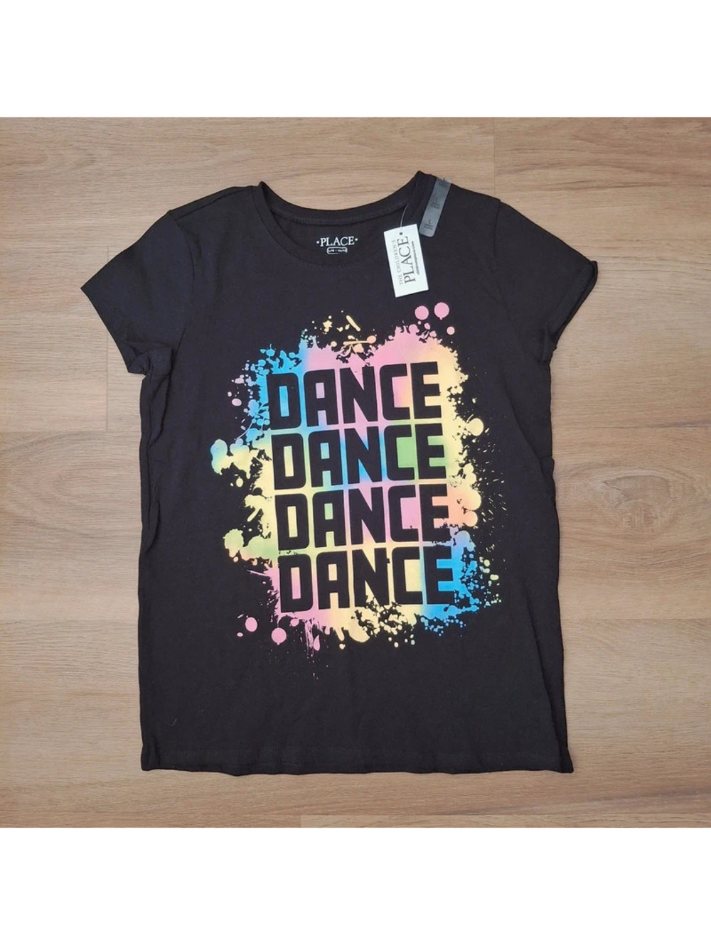 The Children's Place Girls Dance Graphic Tee NWT Size L (10/12) | Black Rainbow